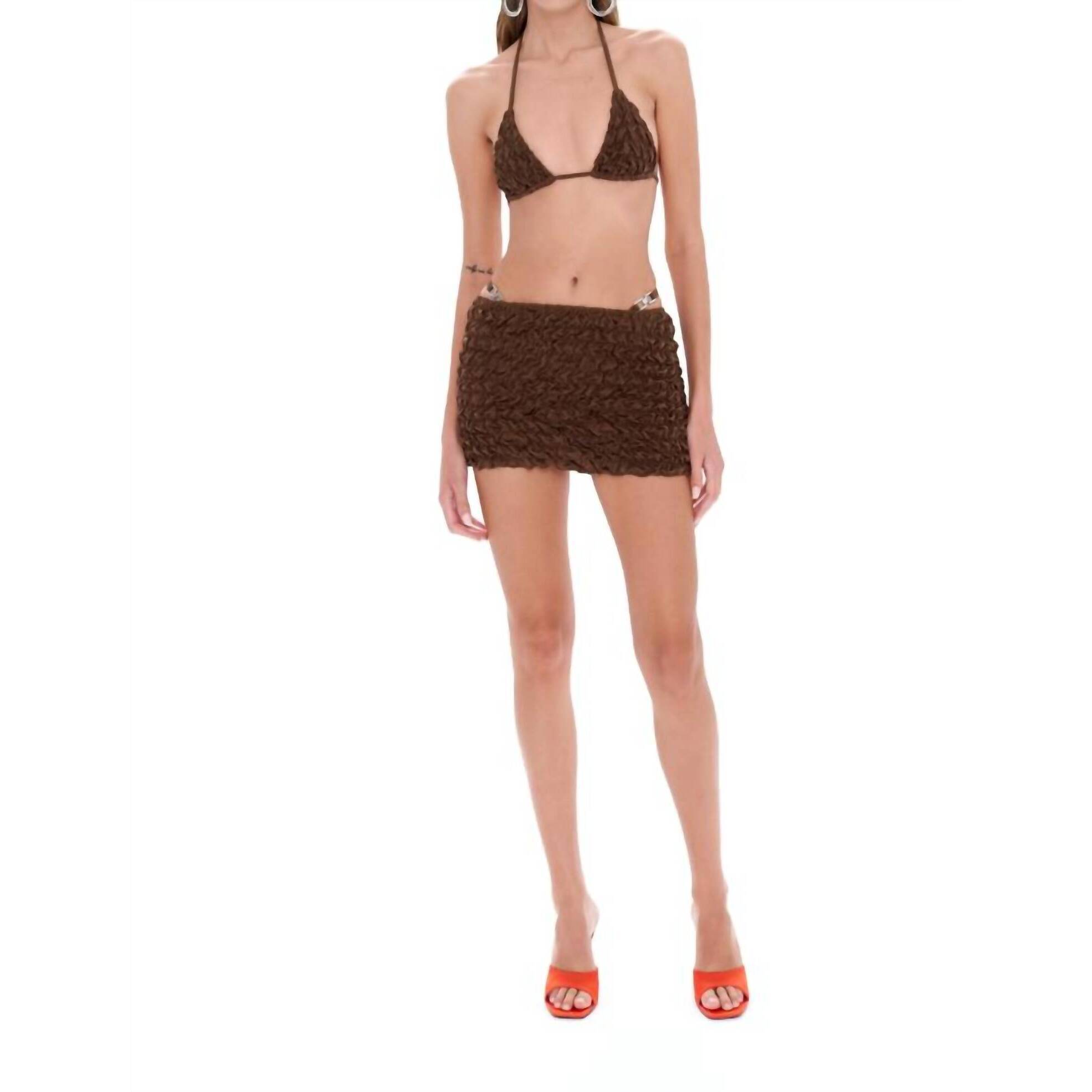 New Selia Richwood Lia Mini Beach Skirt In Brown